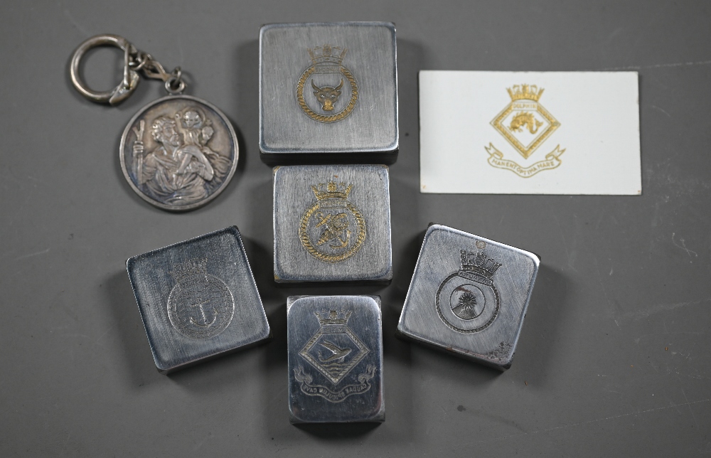 Naval interest - Five engraved steel seal-stamps with intaglio ship's badges - HM Submarine Aurocks, - Image 2 of 6