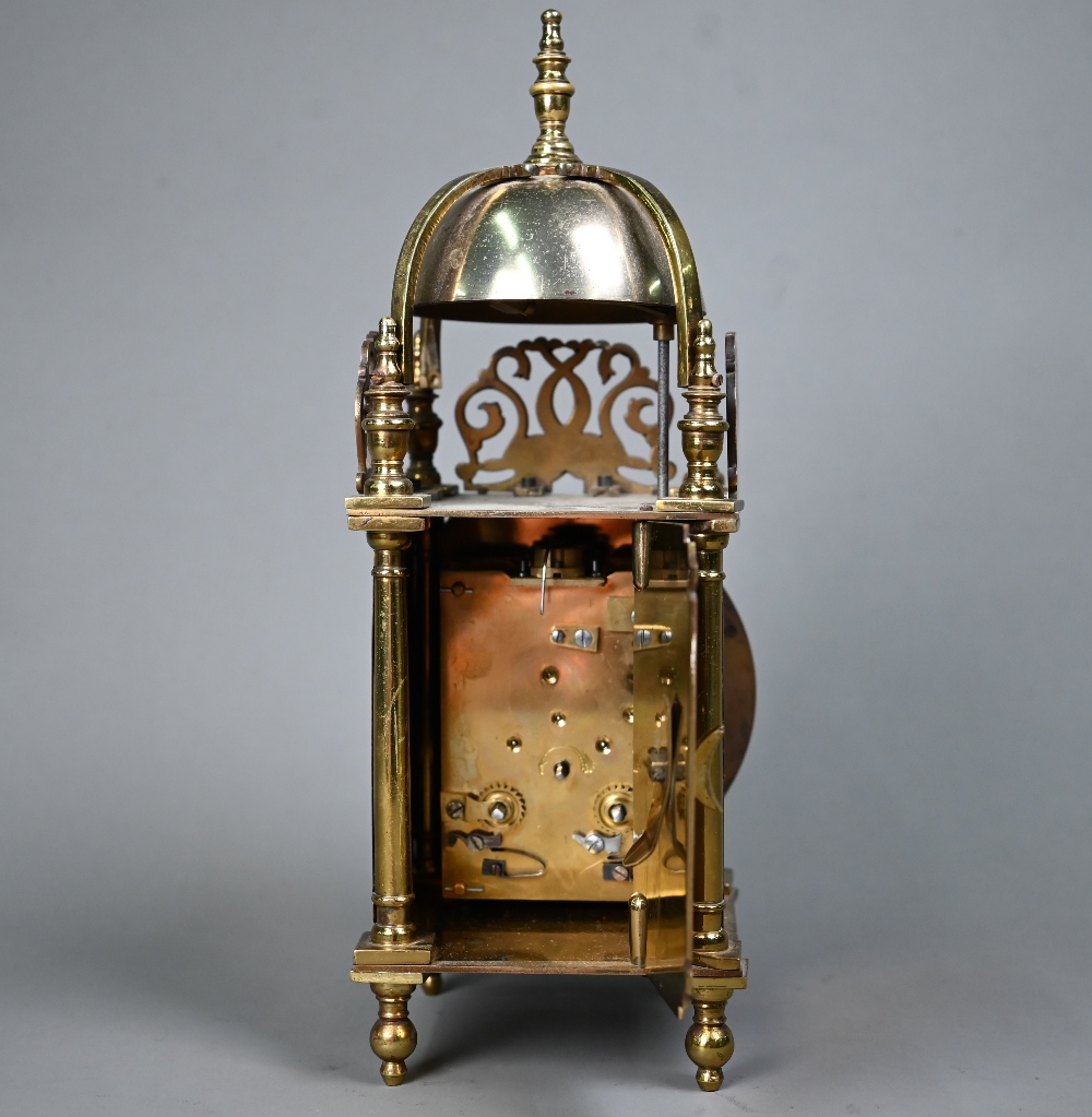 A contemporary miniature brass lantern clock, the 8-day movement striking the hours and half hours - Image 3 of 4