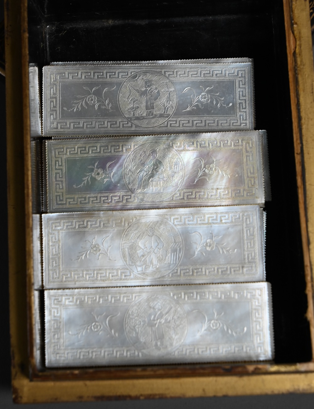 A large set of late 18th or early 19th century bespoke Chinese mother-of-pearl gaming counters, - Image 7 of 13