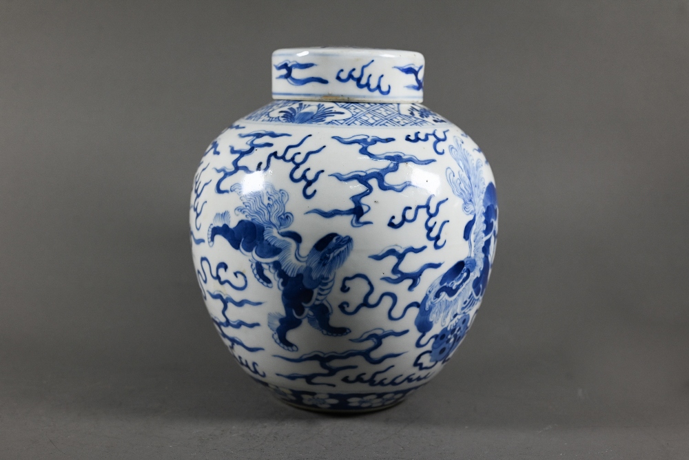 A pair of 19th century Chinese blue and white ginger jars and covers, each painted in rich tones - Image 8 of 10
