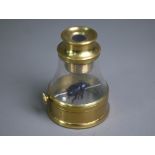 An early 19th century lacquered brass entomologist's insect-viewer with tapering brass body, 8 cm