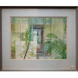 Olwen Jones RWS, RE (b.1945) - 'Fern House, Botanical Gardens, Cambridge', watercolour, signed,