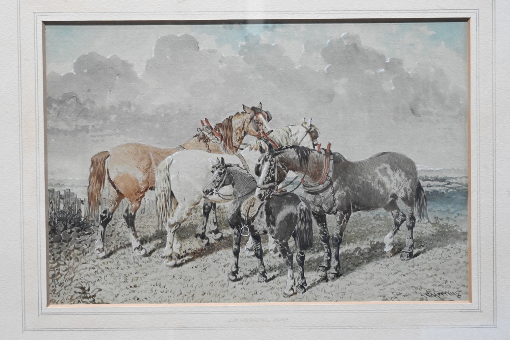 J F Herring Jr (1815-1907) - A pair of studies of horse and ponies in a landscape, watercolour, - Image 4 of 7