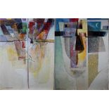 20th century Russian school - Pair of abstract studies, oil on canvas, signed and dated '91, 80 x 60