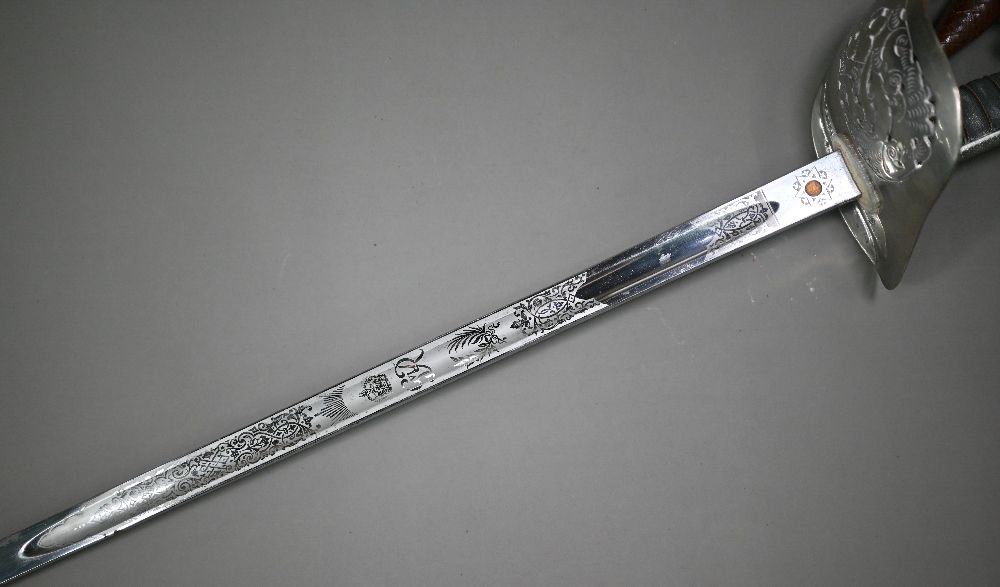 A George VI infantry officer's sword, the 83 cm unbranded blade etched with a crowned George VI - Image 2 of 4