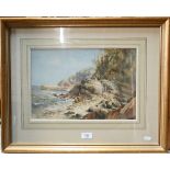 Harry E ? - Bude coastal view, watercolour, signed indistinctly, 25 x 36.5 cm