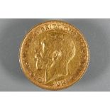 A George V gold half sovereign, dated 1912