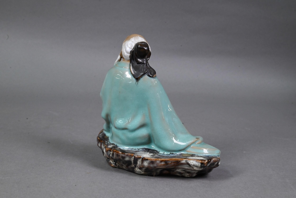 Four 20th century Chinese Shiwan lead-glazed mudmen figures, signed 'Wan Jiang' and three other - Image 14 of 17