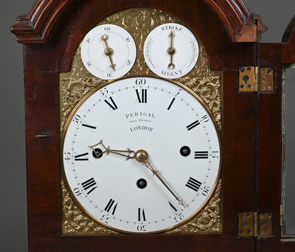 Francis Perigal, Royal exchange, London, a good George III brass mounted figured mahogany bracket - Image 3 of 6