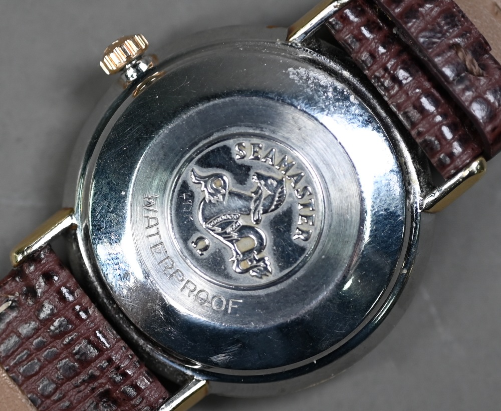 A gold plated Omega automatic Seamaster De Ville wrist watch, the champagne dial with gilt batons - Image 4 of 4