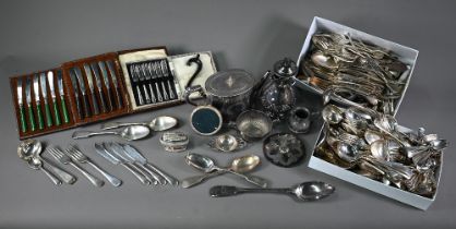 Quantity of EPNS flatware, including old English, Hanoverian and fiddle pattern, to/w various