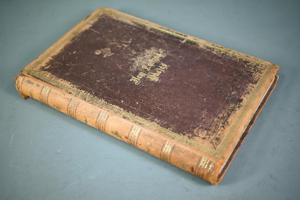 A late 19th century album 'New Zealand Photo's', full brown leather and gilt tooled bound containing