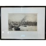 After W L Wyllie (1851-1931) - 'Newcastle-on-Tyne', artist proof etching, pencil signed