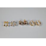 WITHDRAWN Two pairs of 9ct gold earrings - hoop and tri-coloured knot design