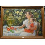 Vladimir Sokolov (1923-1998) - 'Breakfast with Mammy', oil on canvas, signed and dated 1960, 72 x