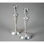 Pair of loaded silver baluster candlesticks, Birmingham 1902, 23cm