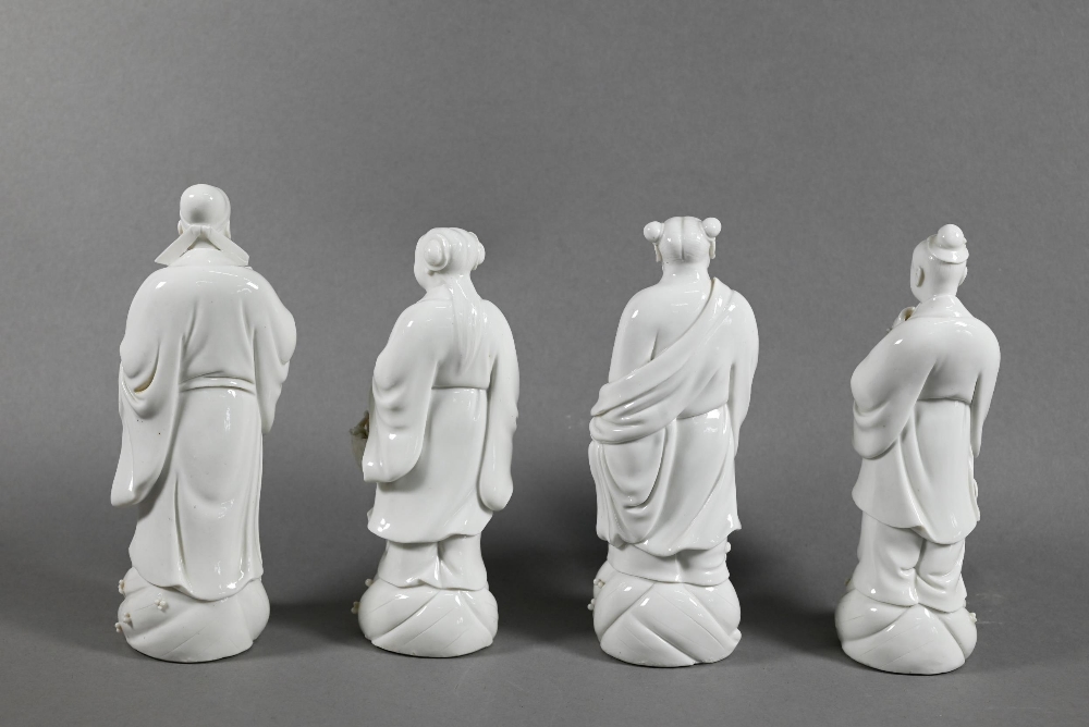 Four late 19th or early 20th century Chinese blanc-de-chine dehua porcelain figures of Daoist - Image 2 of 7