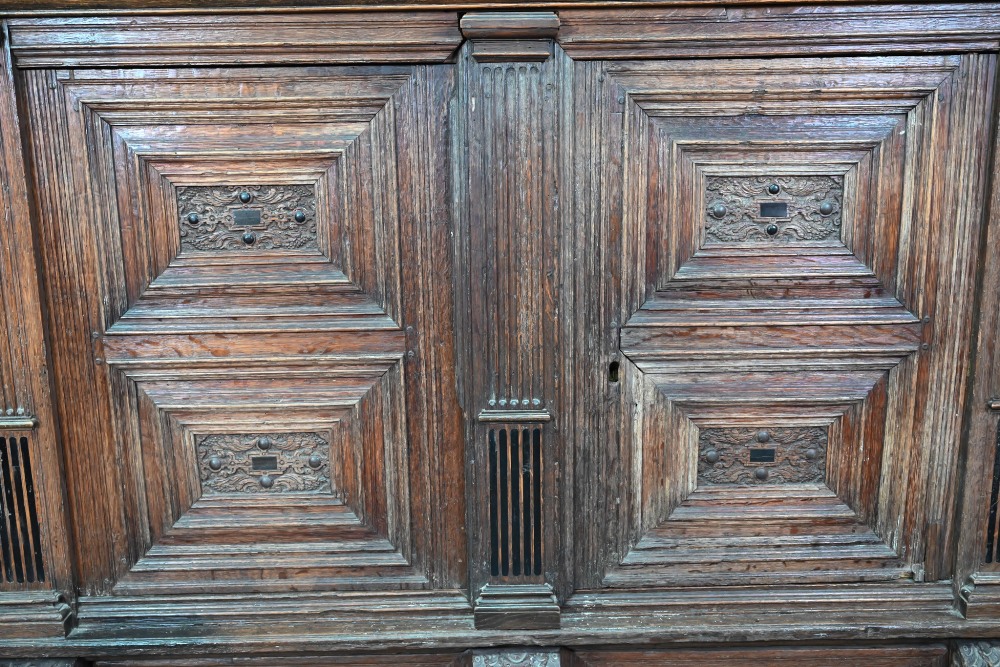 A 17th century jointed oak cupboard, with two moulded panelled doors over a full width drawer, - Image 3 of 10