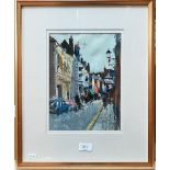 John Tookey (b 1947) - 'Parchment Street, Winchester', gouache, signed, 29 x 21 cm