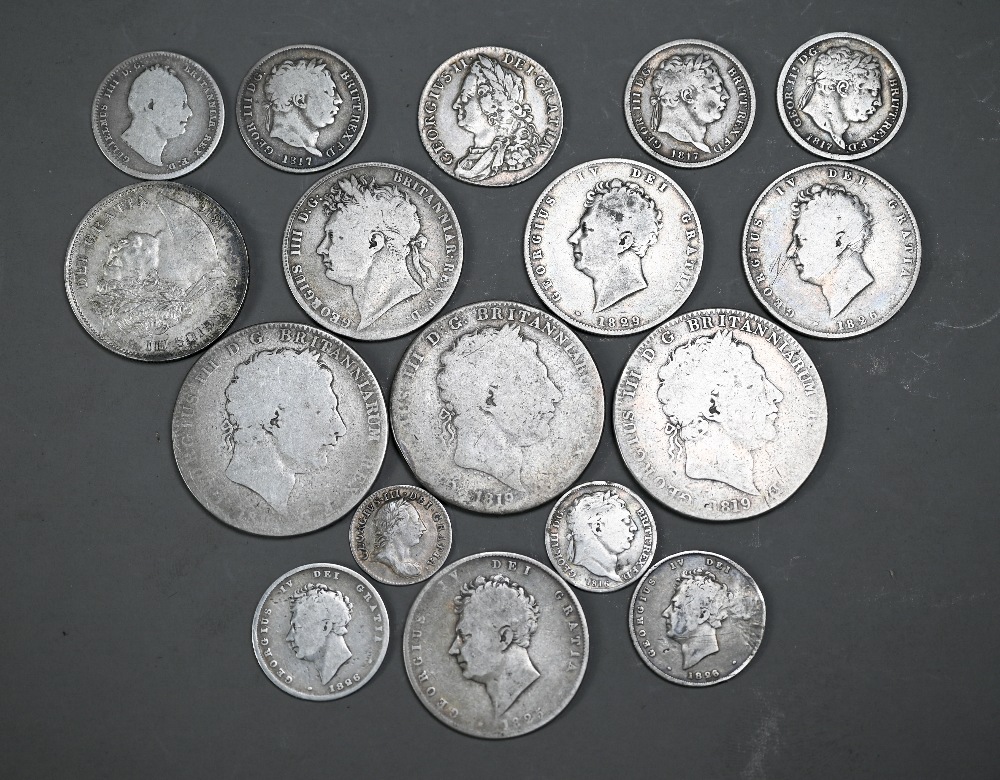 A selection of Georgian British silver coinage including 1758 shilling VF, 1762 3d VF, 1816 half - Image 2 of 2