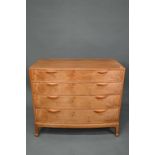 Edward Barnsley (1900-1987), an inlaid sycamore chest of four long graduated drawers, raised on