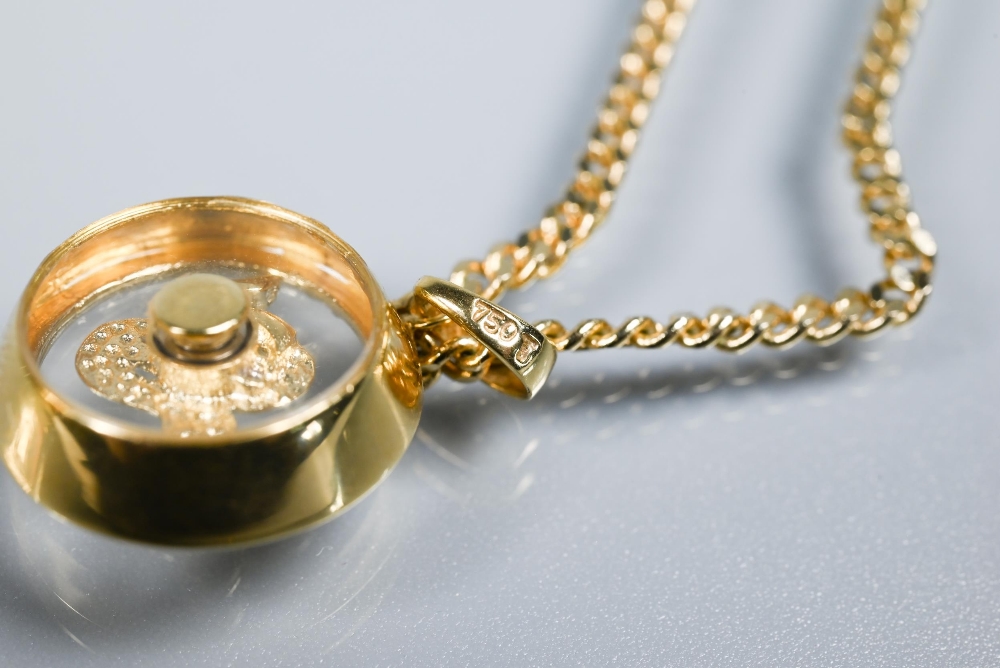 A Chopard-style 'Happy' snake pendant with rotating diamond-set serpent within, yellow metal stamped - Image 5 of 5