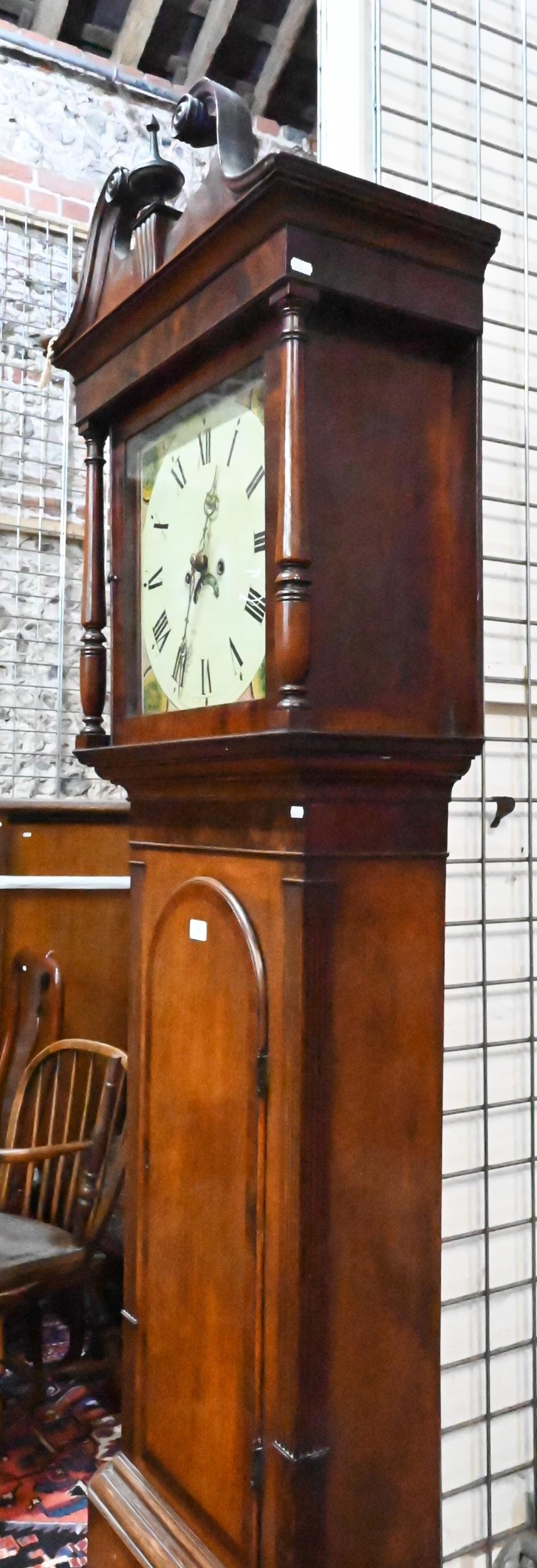 A Victorian oak and mahogany eight-day longcase clock, the oversize enamelled dial (35 cm x 35 cm) - Image 7 of 7