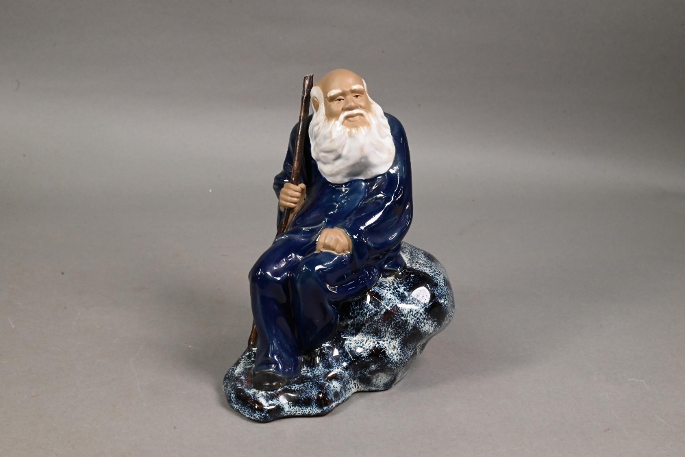 Four 20th century Chinese Shiwan lead-glazed mudmen figures, signed 'Wan Jiang' and three other - Image 3 of 17