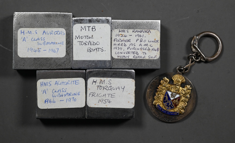 Naval interest - Five engraved steel seal-stamps with intaglio ship's badges - HM Submarine Aurocks, - Image 6 of 6