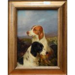 English school - Study of two spaniels, oil on board, 19 x 14 cm