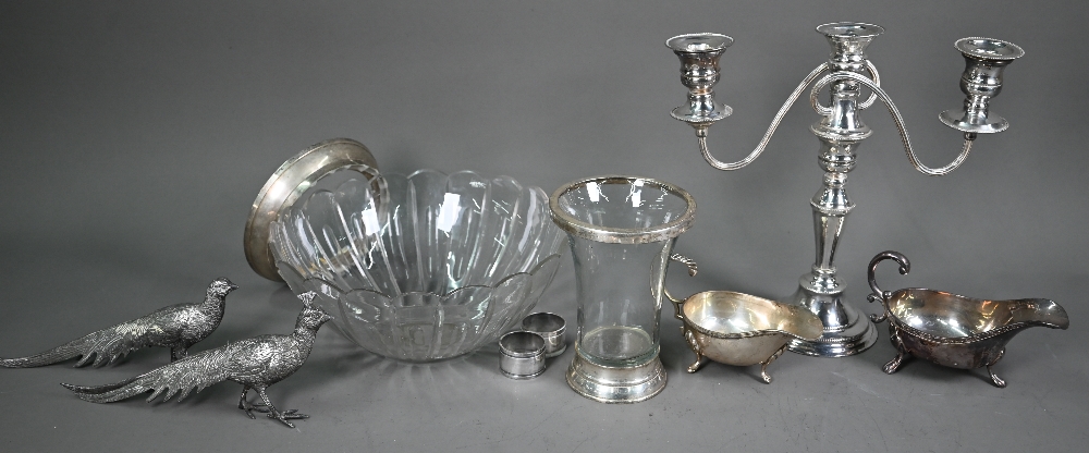 A quantity of electroplated wares, including a pair of flute vases, pair of ice buckets, pair of - Image 4 of 5
