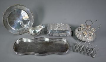 Edwardian patent electroplated toast rack with concertina action and other plated items, inc