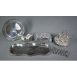 Edwardian patent electroplated toast rack with concertina action and other plated items, inc