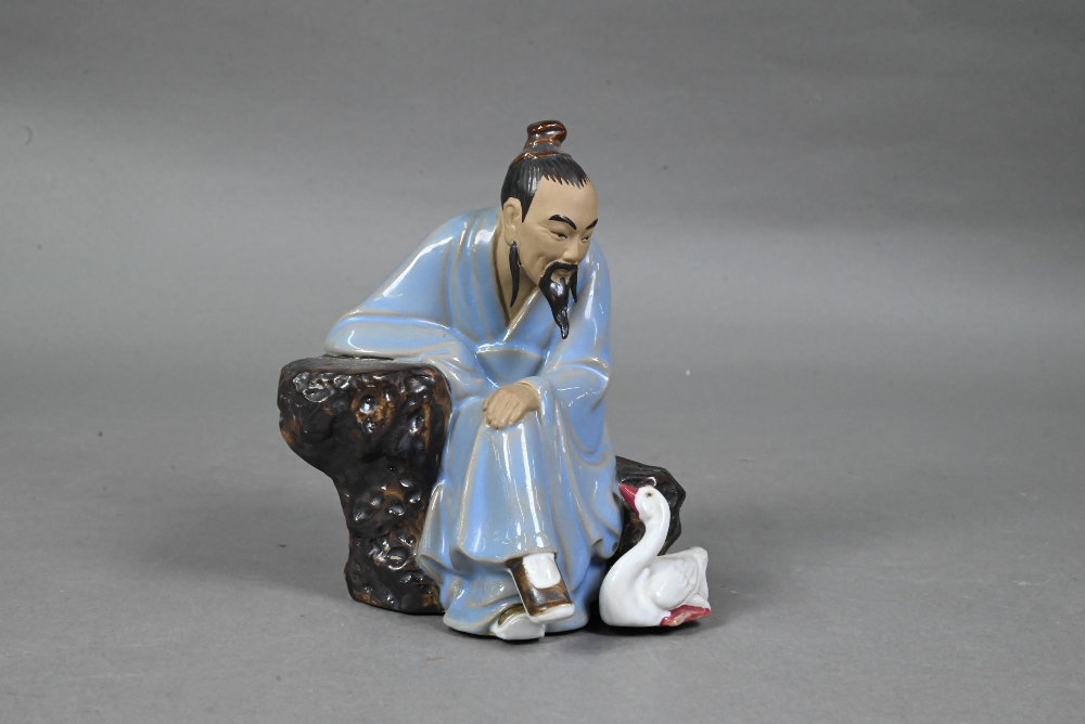 Four 20th century Chinese Shiwan lead-glazed mudmen figures, signed 'Wan Jiang' and three other - Image 11 of 17