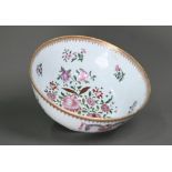 A Samson of Paris porcelain punch-bowl in the Chinese armorial export manner, with floral painted