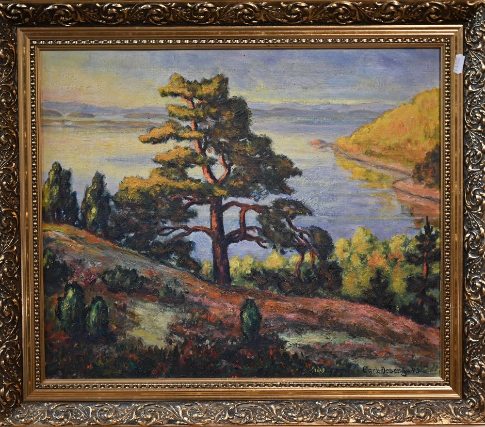 Carlo Deberitiz - A Norwegian landscape, oil on canvas, signed lower right and dated '43, 41 x 50 cm - Image 5 of 9