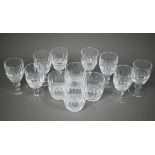 A set of eight Waterford 'Colleen' white wine glasses, 12.5 cm high to/w four tumblers (10)