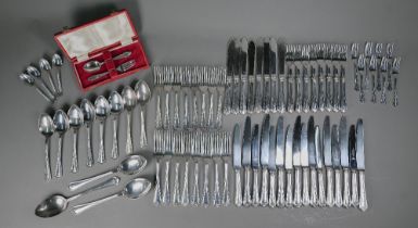 A set of Postons Lonsdale Plate 'Jesmond' pattern flatware and cutlery, complete for eight