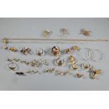 A collection of old gold, mainly 9ct and including earrings, pendants, rings etc, approx 25.8g all