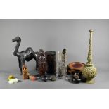 A small collection of Asian collectables including a Chinese silver Wang Hing bamboo design specimen