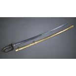 A Victorian field officer's sword by J Buckmaster & Co, Edinburgh, the 81 cm curved etched blade