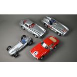 Four CMC model cars - Mercedes-Benz 3005LR 1955 (2 -1 an open-top racer), Ferrari 250GT SWB 1961 and