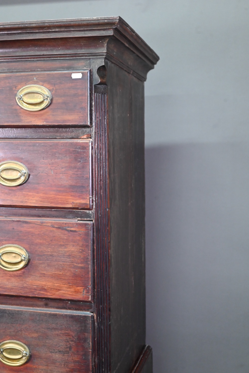 A George III mahogany chest on chest of three short over three long graduated drawers flanked by - Image 3 of 8