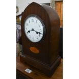 An early 20th century lancet mantel clock with satinwood patera inlay twin train 'GB Silesia'