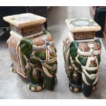 Two Asian glazed pottery 'elephant' stools/plant stands