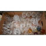 Various cut and other drinking glasses etc (box)