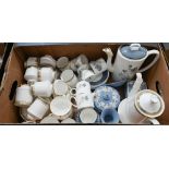 Various decorative tea and coffee wares including Wedgwod 'Glen Mist', Grafton 'Hampton', Royal