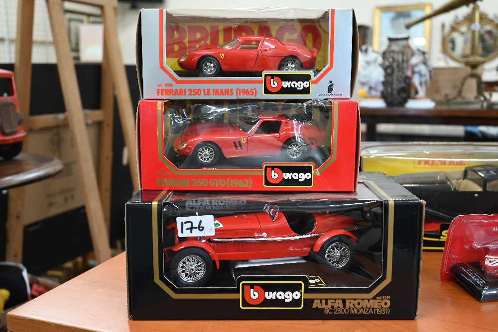 Three boxed Burago model racing cars - Alfa Romeo 8c 2300 Monza (1931), Ferrari 250 GTO (1962) and - Image 2 of 4
