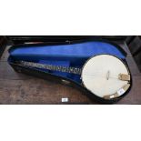 A Savana Tenor Banjo (4-strings) with engraved brass resonator c/w fitted case