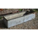 A vintage galvanised cattle trough, 187 x 48 x 420 cm h